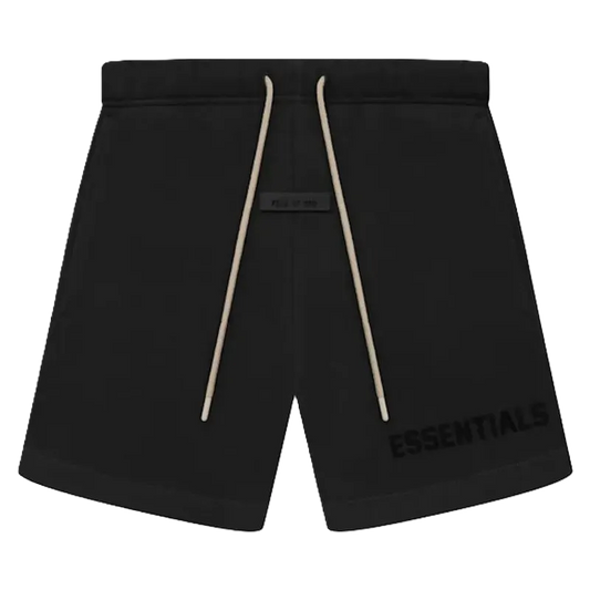 Essentials Cream Drawstring Sweatshort Jet Black