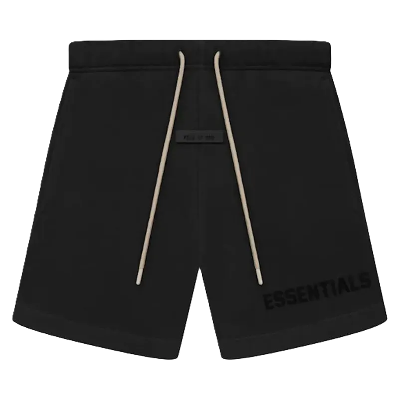 Essentials Cream Drawstring Sweatshort Jet Black